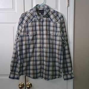 Lucky Brand Saturday Stretch  snap front casual dress shirt  Sz XXL EUC